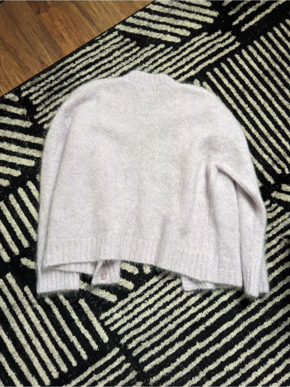 Lavender Fuzzy Button-Front Women's Cardigan Sweater - Picture 2 of 2